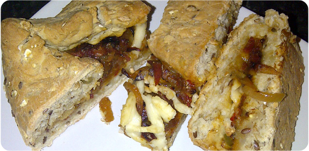 Wholegrain Bread with Caramelised Onion Stuffing Recipe Cook Nights by Babs and Despinaki