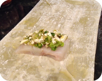 Cod in Filo Pastry with Leek & Bacon Sauce Recipe