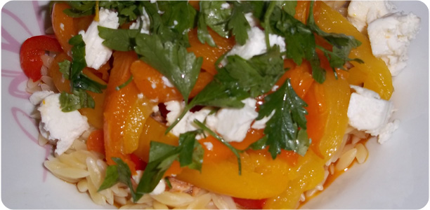 Roast Pepper, Orzo & Feta Salad Recipe Cook Nights by Babs and Despinaki