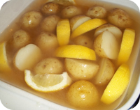 Papoutsakia with Lemon Potatoes