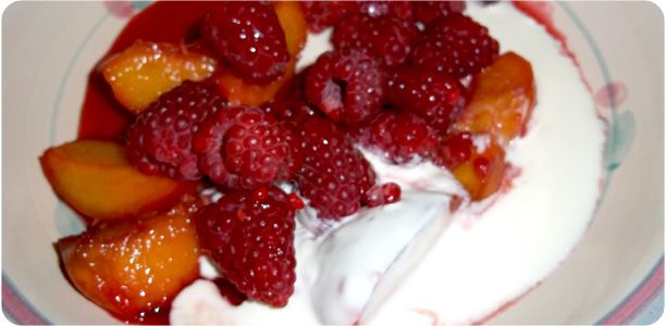 Boozy Peaches and Raspberries Recipe Cook Nights by Babs and Despinaki