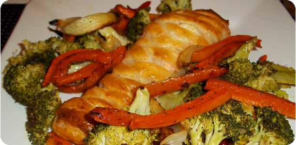 Salmon En Croute with Roast Vegetables Recipe Cook Nights by Babs and Despinaki