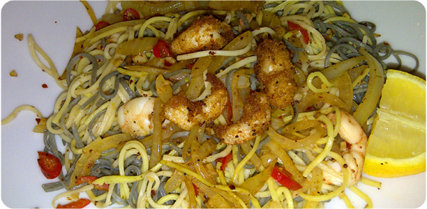 Singapore Spicy Noodles with Breaded Prawns Recipe Cook Nights by Babs and Despinaki