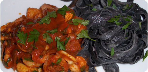Squid Ink Pasta with Seafood Recipe Cook Nights by Babs and Despinaki